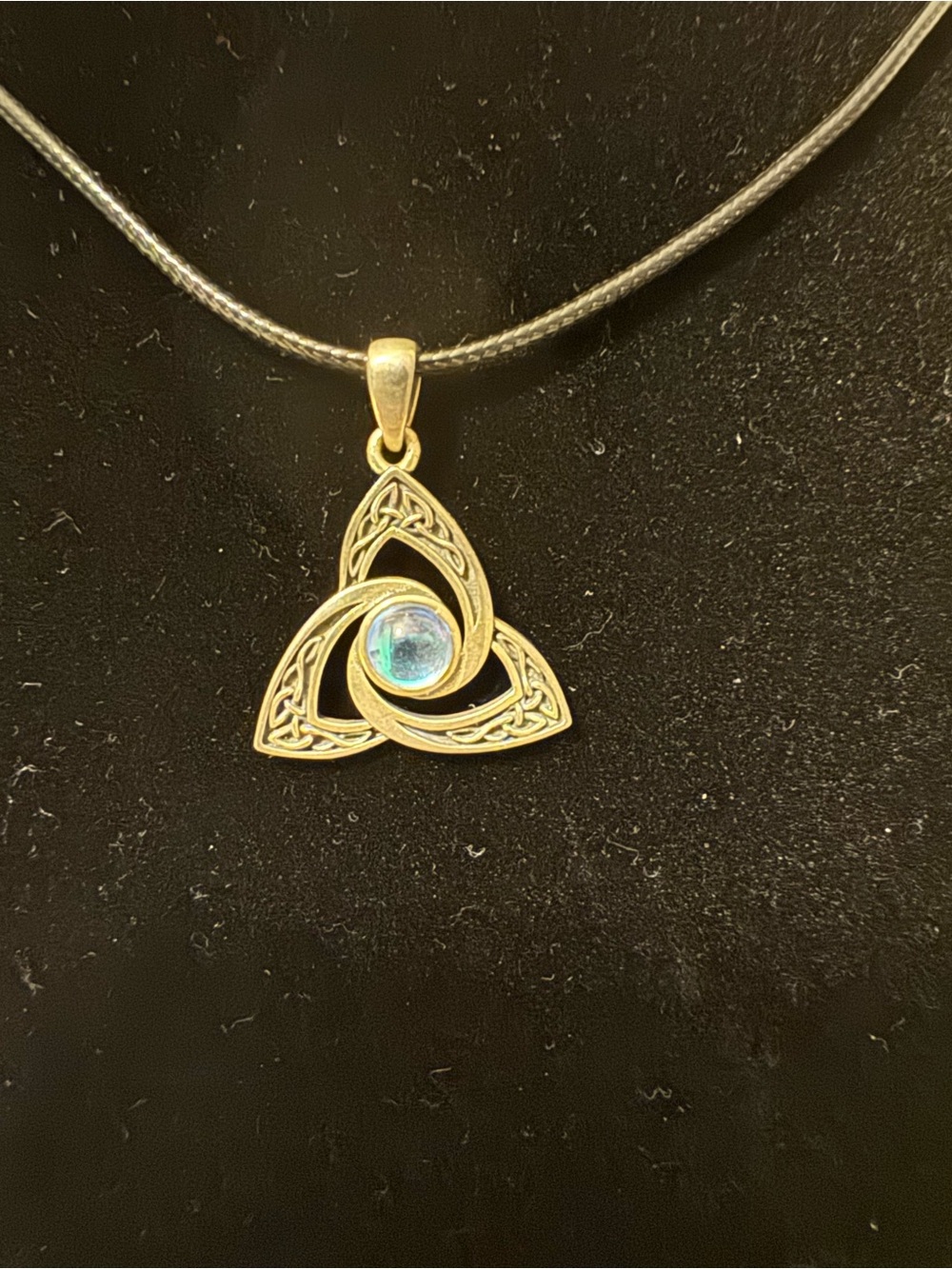Black Cord Necklace with Silver Celtic Knot Pendant